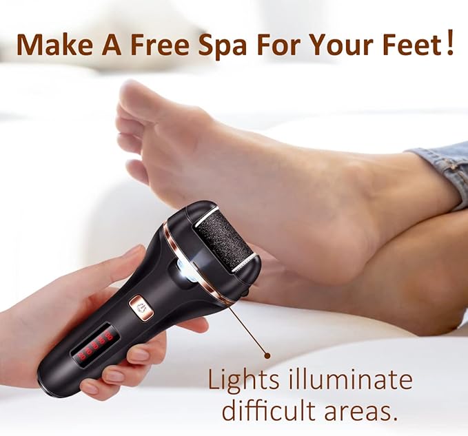 Electric Callus Remover for Feet,Rechargeable Foot File Hard Skin Remover,Waterproof 14 in1 Professional Pedicure Kit for Cracked Heels &Dead Skin,with 3 Roller Heads 2 Speed-VivaGrace Women