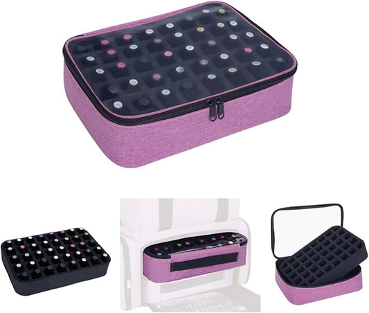 Small Clear Nail Polish Organizer Holds 40 bottles(15ml-0.5fl.oz) Nail Polish Case Multifunctional Nail Polish Bag organizer, Cosmetic Travel Makeup Bags for Women Purple