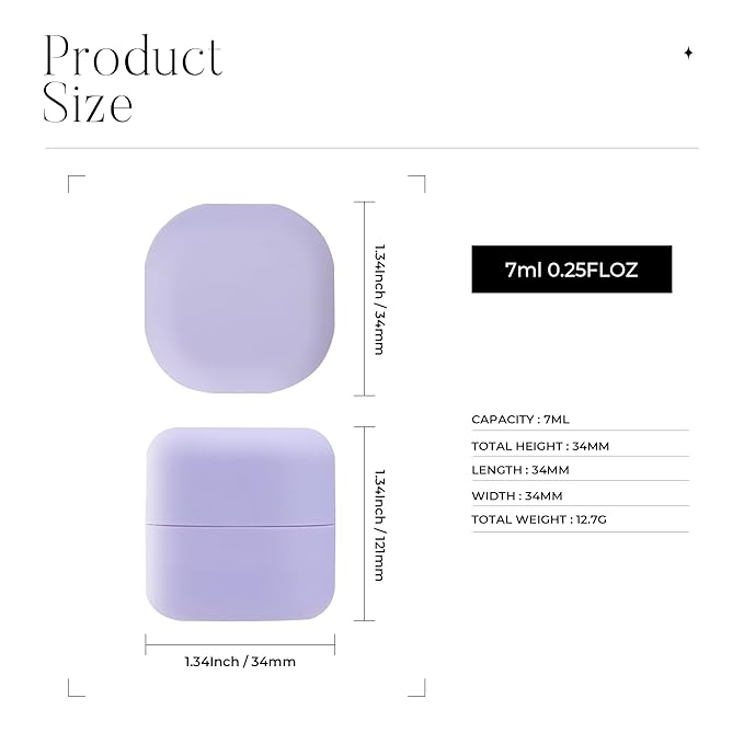 0.25 oz（7g） Empty Lip Balm Square Containers Tubes Lipstick 12 Pieces for Make Natural Lip Balm Lip Care - DIY & BPA FREE (Purple)-VivaGrace Women