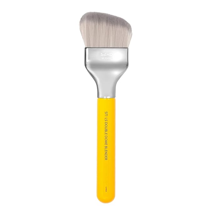 Bdellium Tools Professional Makeup Brush - Studio Series 971 Large Slanted Double Dome Blender - With Soft Synthetic Fibers, For Quick & Easy Application and Blending (Yellow, 1pc)-VivaGrace Women