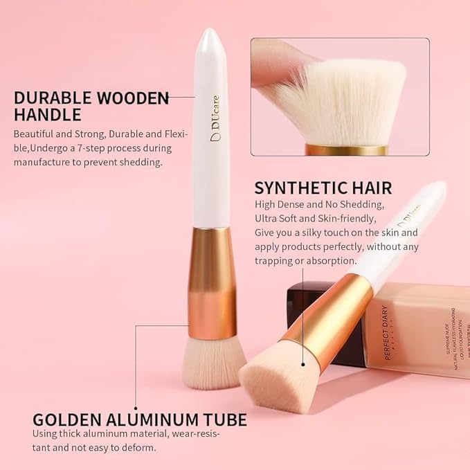 DUcare Flat Top Foundation Brush, Premium Contour Kabuki Brush, Professional Makeup Brush, Densely Packed Bristles, Multi-Purpose Face Buffing Blending Makeup Brushes for Liquid/Cream/Powder-VivaGrace Women