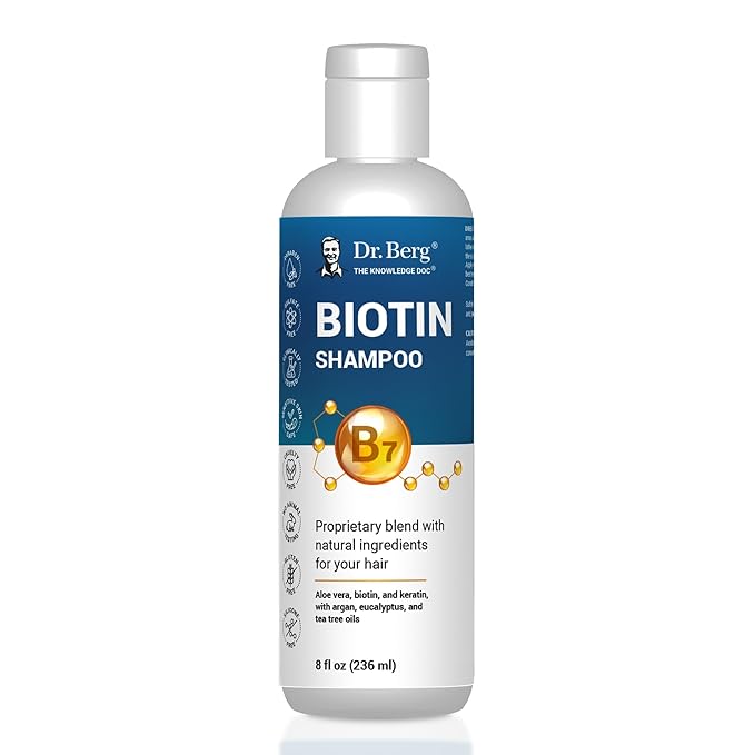 Dr. Berg Biotin Shampoo for Men & Women (Improved High-Performance Formula) - Independently Tested & Certified Paraben- Sulfate- & Silicone-Free - Infused w/Biotin, Argan Oil & Botanicals - 8 Fl oz-VivaGrace Women