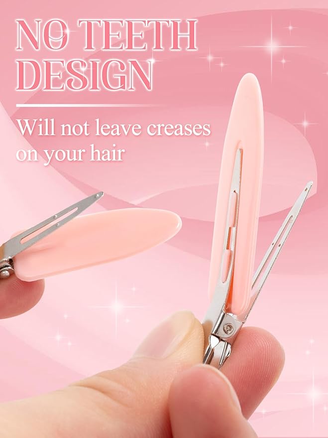 8Pcs No Bend No Crease Hair Clips- Styling Duck Bill Clips Alligator Hair Barrettes for Styling Sectioning, Small Gifts for Women Girls Salon Hairstyle Hairdressing Bangs Waves, Black & Pink-VivaGrace Women