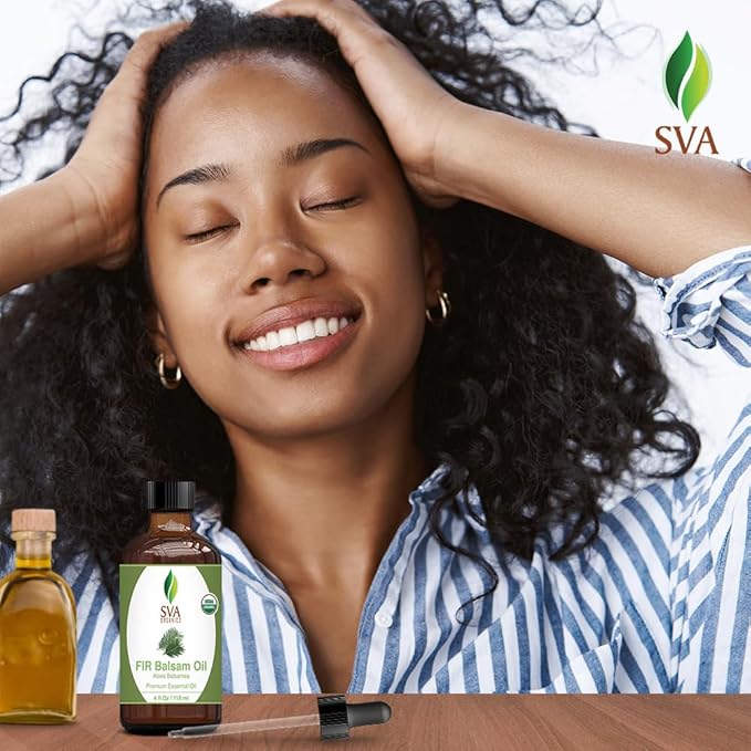 SVA Fir Balsam Essential Oil Organic – 4 Fl Oz – 100% Natural Organic Fir Oil - for Diffuser, Hair Care, Face, Skin Care, Aromatherapy, Scalp and Body Massage, Soap and Candle Making – with Dropper-VivaGrace Women