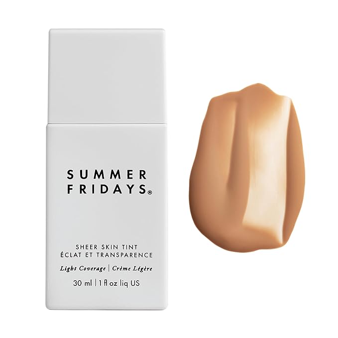 Summer Fridays Sheer Skin Tint - Skin Tint with Hyaluronic Acid - Helps Diminish Uneven Skin Tone - Sheer to Light Coverage - Shade 5 - Medium with Warm Neutral Undertones (1 Fl Oz)-VivaGrace Women