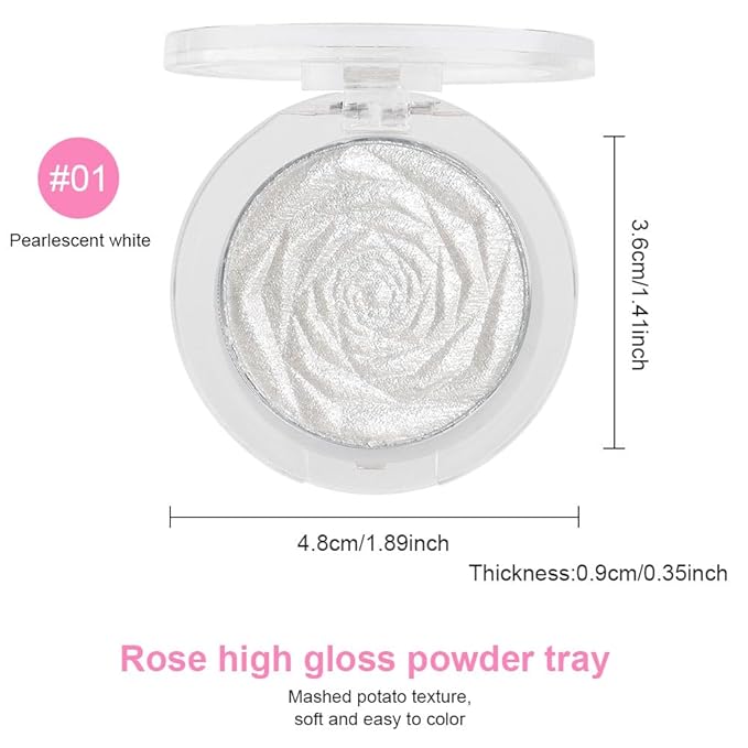 Pearl White Face Highlighter Makeup Shimmer Glitter Rose Sparkly Highlighters Makeup Powder Palette for Face Cheek Skin iluminadores iluminador (pearl white)-VivaGrace Women