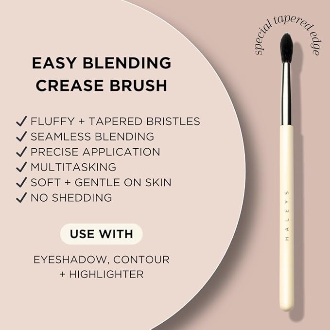 HALEYS Crease Eyeshadow Brush, Medium Fluffy Tapered Brush, Soft, Easy Blending Makeup Tool, Seamless, Multi-tasking Makeup Brush for Cream and Powder, High-end Synthetic Bristles, Vegan + CF-VivaGrace Women