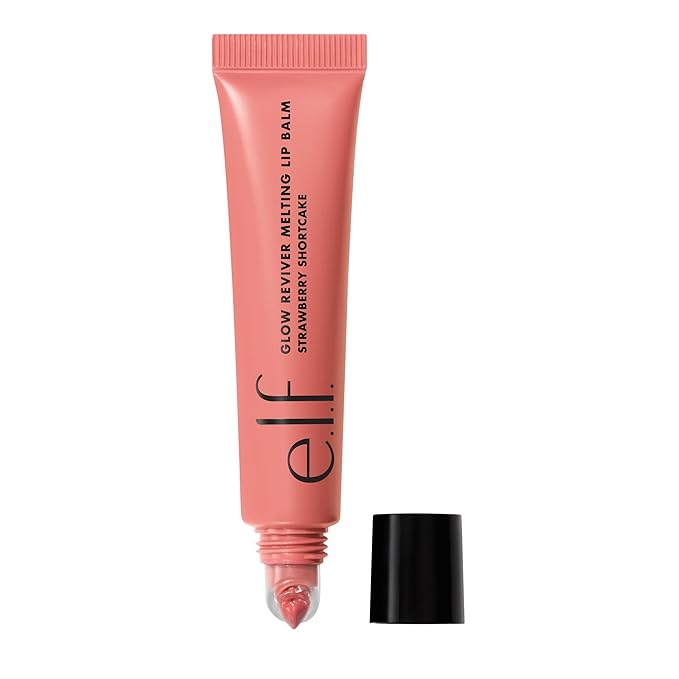 e.l.f. Glow Reviver Melting Lip Balm, Hydrating Tinted Lip Balm For A Glossy Finish & Soft, Supple Lips, Vegan & Cruelty-Free, Strawberry Shortcake-VivaGrace Women