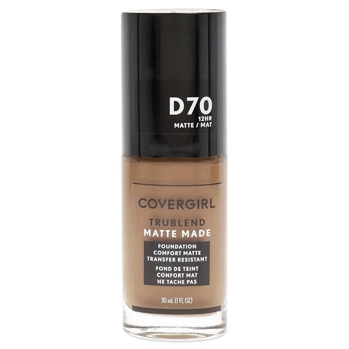 COVERGIRL Trublend Matte Made Liquid Foundation, D70 Cappuccino, 1.01 Fl Oz, 2 Count-VivaGrace Women