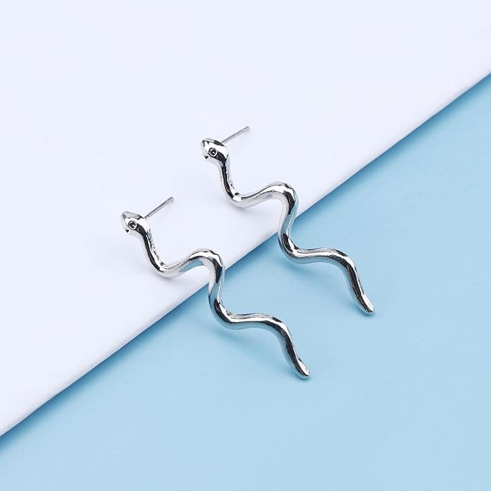 Vintage Snake Dangle Earrings Punk Snake Drop Earrings Gold Snake Stud Earrings Boho Serpent Earrings Jewelry for Women (Gold)-VivaGrace Women