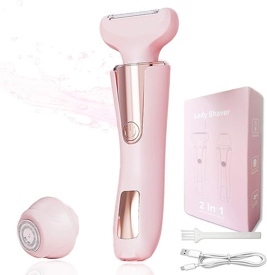 Bikini Trimmer for Women 3 in 1 Body Shaver | No Nick Replaceable Dual Heads | Rechargeable Electric Razors for Pubic Hair with LCD Display | Women's Bikini Area, Face, Legs & Underarms Trimmer-VivaGrace Women