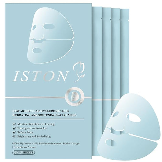 ISTON Overnight Collagen Face Mask - Intense Hydration & Anti-Aging - With 5 Hyaluronic Acids, Peptides & Plant Extracts - Reduce Fine Lines, Plump Skin, Minimize Pores -4Pack-VivaGrace Women