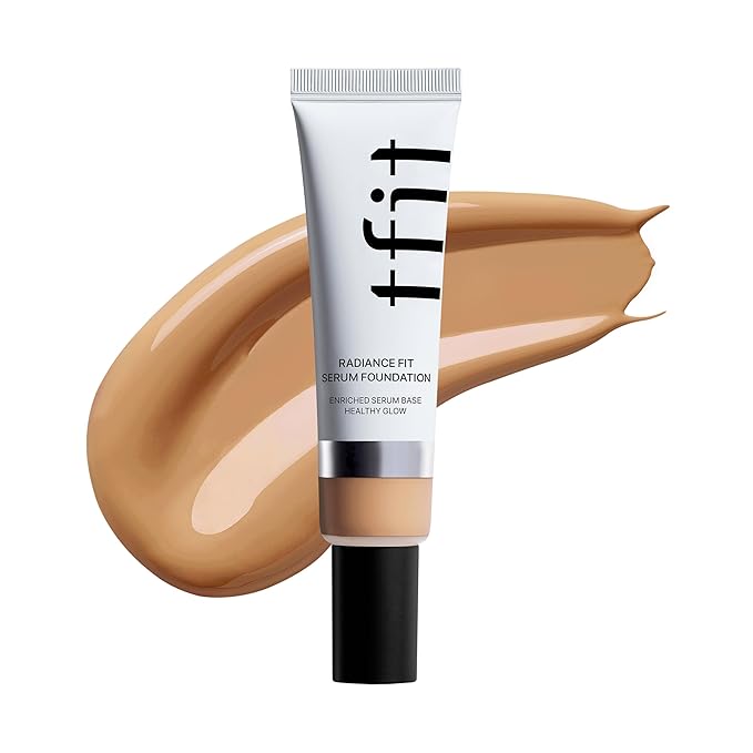 TFIT Radiance Fit Serum Foundation - Flawless Coverage, Dewy finish, Long-lasting Waterproof and sweatproof,Lightweight,Creamy Natural,1.05 Oz. (N4.5 Camel, 1.05 Oz.)-VivaGrace Women