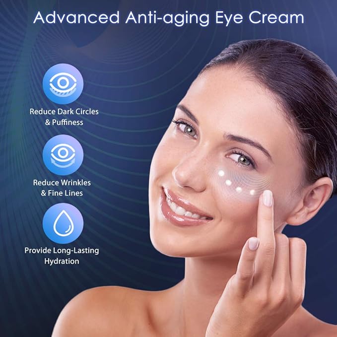 Brightening Vitamin C Eye Gel Cream for Dark Circles & Puffiness, Eye Cream to Help Reduce Fine Lines & Crow's Feet, Boost Hydrating Under Eye Treatment with Hyaluronic Acid & Peptides-VivaGrace Women