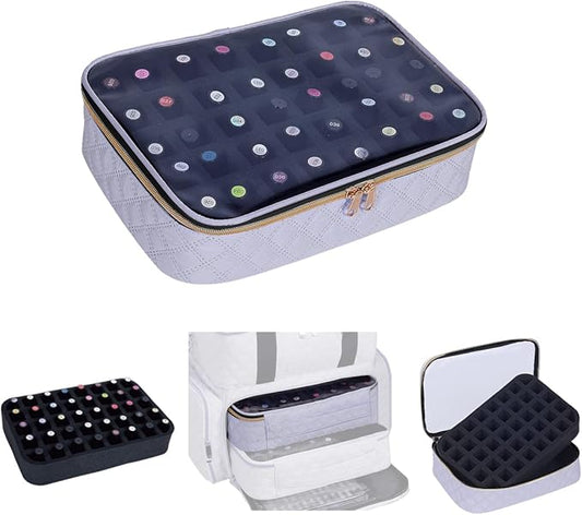 Nail Polish Bag organizer-Holds 40 bottles(15ml-0.5fl.oz)，Nail Polish Carrying Case Clear Multifunctional Cosmetic Travel Cases Makeup Bags Gray