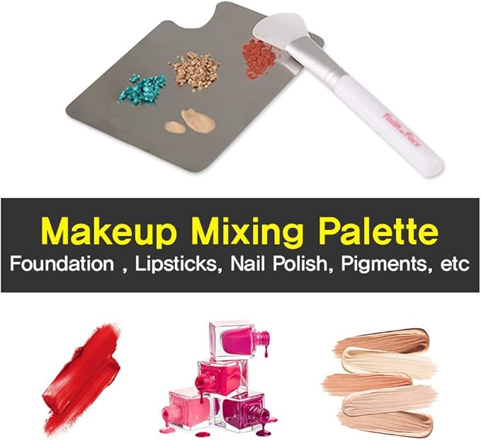Makeup Metal Palette 3pcs - Stainless Steel Mixing Tray for Nail and Cosmetic Artist, Small Size 3.3 x 5.1 inch-VivaGrace Women