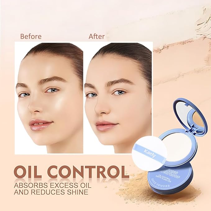 evpct Kaely Oil Control Pressed Face Powder, Get Smooth Flawless Fine Lines and Lightweight Finishing Foundation, Control Shine Long Lasting Waterproof Face Setting Powder Cosmetic, 13 White-VivaGrace Women