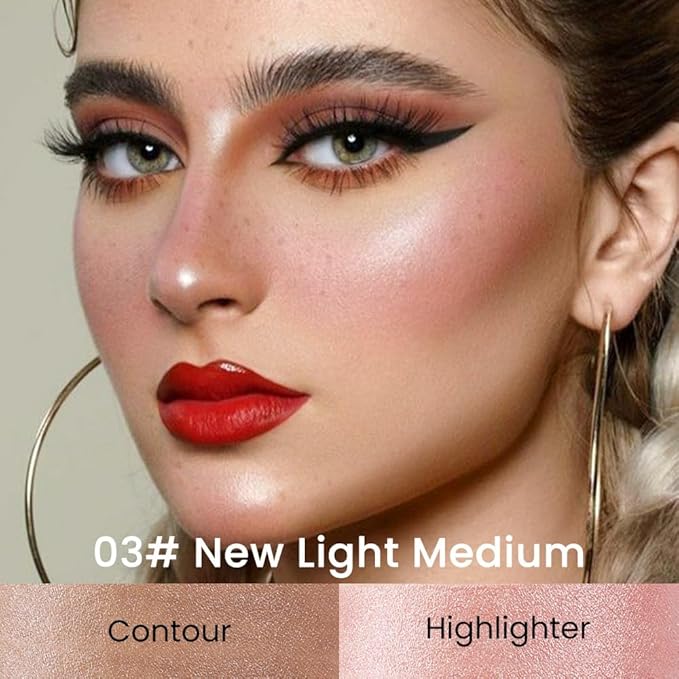 evpct 2in1 Face Shaping & Contouring Stick Cream Contour Concealer Bronzer Stick Makeup Kit for Beginner Face Highlighter Makeup Stick contorno maquillaje de maquillaje profesional,NEW Light Medium-VivaGrace Women