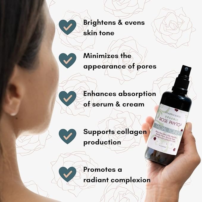 Organic Phyto³ Rose Water Facial Toner Spray - Pure Rosewater for Face, with Acaí and Herbal Extracts - Eco-Friendly and Vegan - Hydrating Rose Water Organic Face Spray (4 oz)-VivaGrace Women