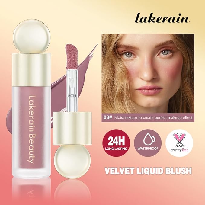 Soft Velvet Liquid Blush Face Makeup Matte Cream Blush for Cheek Weightless,Long-Lasting,Natural-Looking,Smudge Proof,Dewy Finish Skin Tint Blush Makeup(#05)-VivaGrace Women