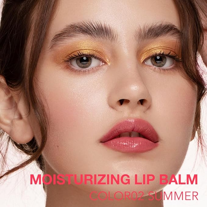 1Pcs Tinted Lip Balm Moisturizing Lipstick – Watermelon Peach Pink Sheer Hydrating Lip Color for Dry Lips – Nourishing Lip Balm for All Women with a Subtle Natural Scent (S02 Summer)-VivaGrace Women