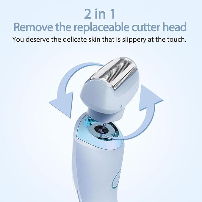 Dusk Razor for Women,Dusk Glide Pro 3.0 Razor - Bikini Portable Legs Body,2 in 1 Waterproof Electric Razors,Wet & Dry, Painless Hair Removal, Removable Head (Blue)-VivaGrace Women
