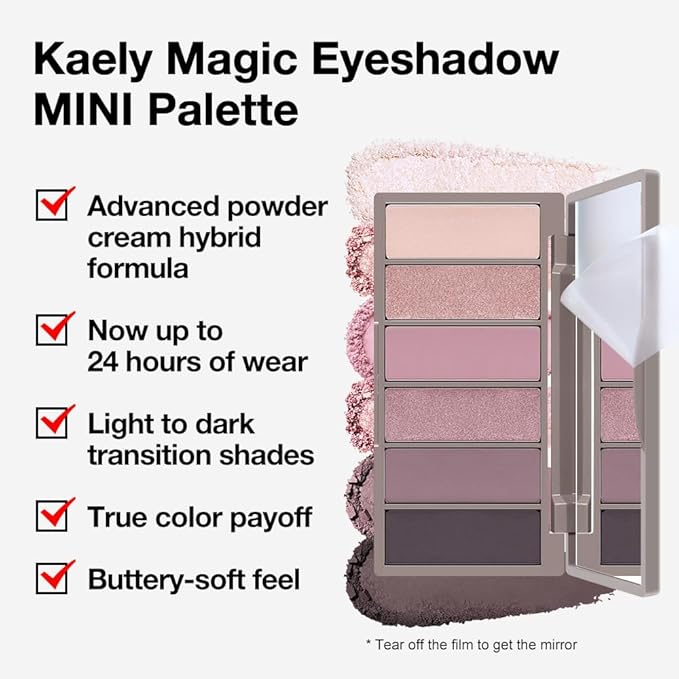 evpct 6 Colors Eye Shadow Palette Makeup for Older Women Green Eyes, Nude Pink Mauve Rose Gold Black Coffee Sparkle Shimmer Glitter Matte High Pigment Mini Travel Eyeshadow Palette, Built in Mirror