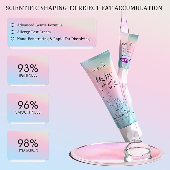 B Flat Belly Firming Cream - Moisturizing, Lifting, Firming for Stomach, Thighs and Butt, Body Lotion gift for Women and Men, 125 ML +5 ML-VivaGrace Women