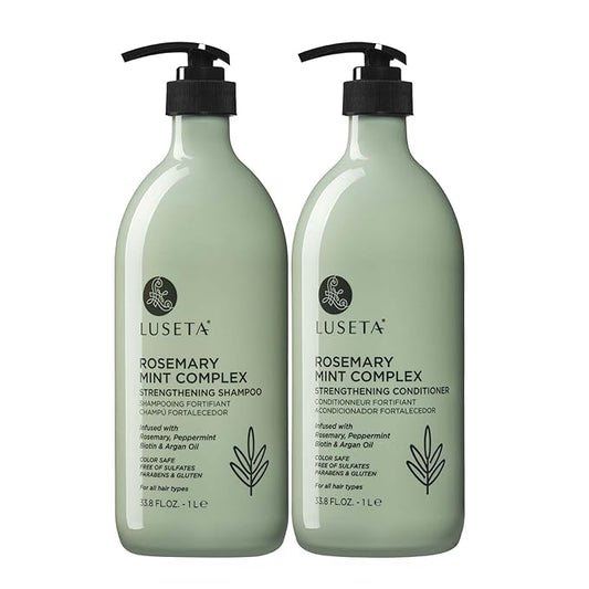 Luseta Rosemary Mint Strengthening Shampoo and Conditioner Set Nourish & Smooth Damaged Hair Thickening Shampoo for Thinning Hair,Add Shine for All Hair Types, for Men and Women 33.8oz×2-VivaGrace Women