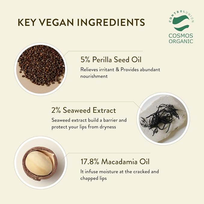 sioris 100% natural organic lip butter,More than lip balm,Hizikia extract gently exfoliates lips,Perilla Seed Oil and Macadmia oil nourish chapped lips-VivaGrace Women