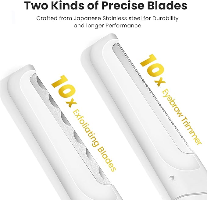 Dermaplaning Tool for Face Exfoliation, with 20 Replaceable Blades, Facial Shaver/Eyebrow Razor, Peach Fuzz Removal Eyebrow Shaper for Women, Easy to Use Dermaplaner Help Exfoliate and Smooth Skin-VivaGrace Women