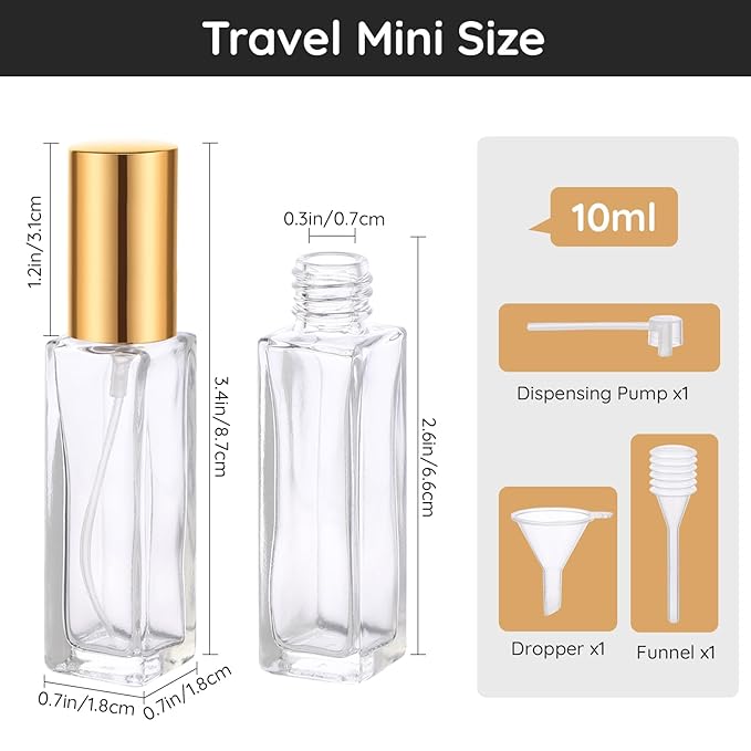 Segbeauty Perfume Travel Refillable, 5pcs 0.34 oz Portable Perfume Bottle, Empty Glass Sprayer Perfume Replacement Bottles for Travel Scent Toiletries Pump Bottle-VivaGrace Women