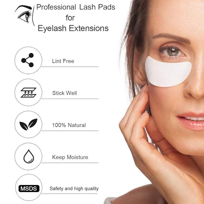 Eyelash Extension Eye Pad, 100 Pairs Under Eye Pads, Lint Free DIY False Lash Extension Beauty Makeup Hydrogel Gel Eye Patches with Transparent Cosmetic Bag-VivaGrace Women