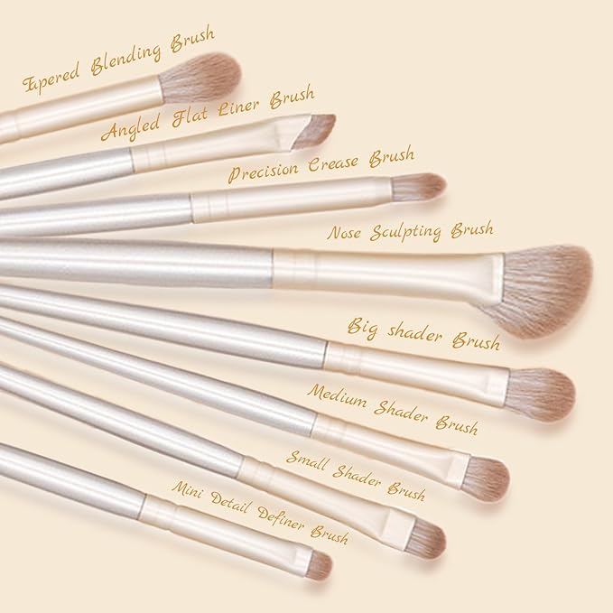 Eyeshadow Makeup Brushes Set with Case 8 PCS Soft Synthetic Hairs Eye Makeup Brushes for Blending Eyebrow Eyeliner Eyeshadow （Silver）-VivaGrace Women
