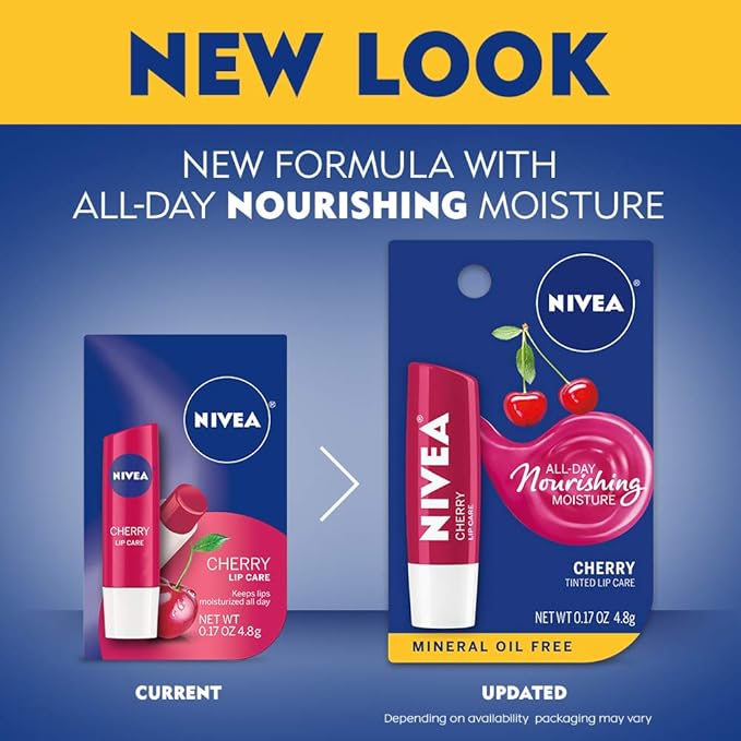 NIVEA Cherry Lip Care - Tinted Red for Beautiful, Moisturized Lips - .17 oz. Stick (Pack of 6)-VivaGrace Women