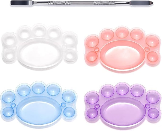5Pcs ABS Makep Palette Nail Painting Palette with Stainless Steel Stirring Rod Nail Tool Set, Nail Art Polish Painting Mixed Color Palette-VivaGrace Women