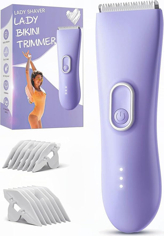 Bikini Trimmer for Women - Painless Pubic Hair Trimmer with 3 Shaving Speeds, IPX7 Waterproof Electric Razor, Cordless Women’s Bikini Shaver for Sensitive Skin-VivaGrace Women