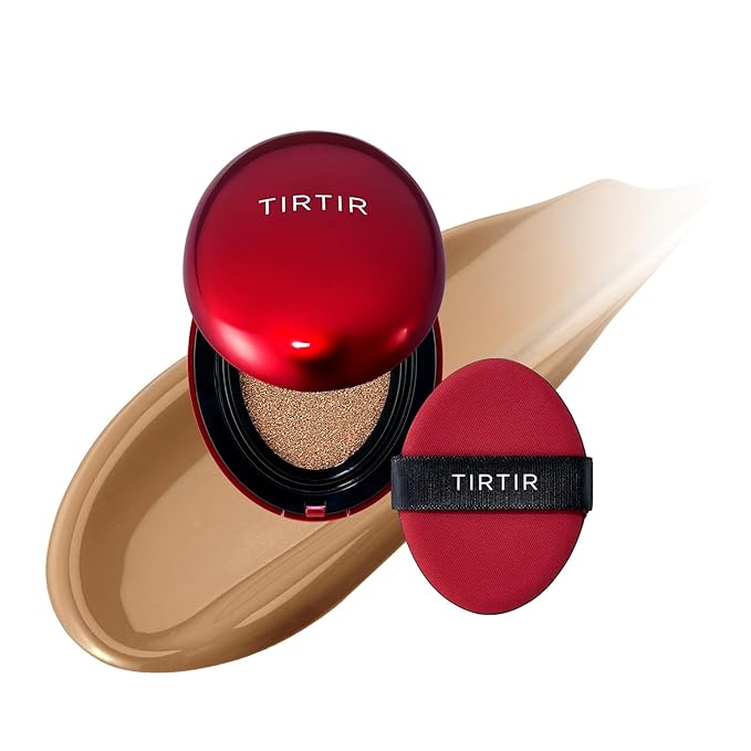[*Mini Size*] TIRTIR Mask Fit Red Cushion Foundation | Full coverage, Weightless, Skin fit, Satin Glow Finish, Korean Makeup BB Foundation, beauty, Tattoo cover up, Buildable (#35N Walnut, 0.15 Fl Oz)-VivaGrace Women