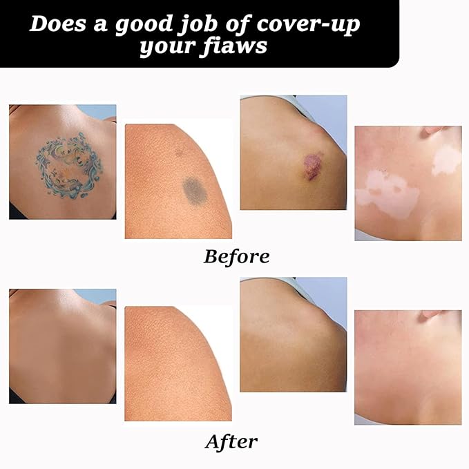Tattoo Cover Up, Invisible Waterproof Concealer,Long Lasting Professional Skin Makeup Concealer Kit for Body Leg Tattoo, 2 Colors,30gX2-VivaGrace Women