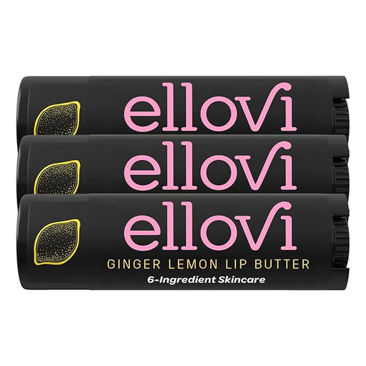 Natural Lip Butter Lip Balm - Ginger Lemon - Pure Enough to Eat - Made With Just 6 Vegan Ingredients - 100% Natural & Organic Moisturizing Lip Care for All Day Hydration (3-Pack)-VivaGrace Women