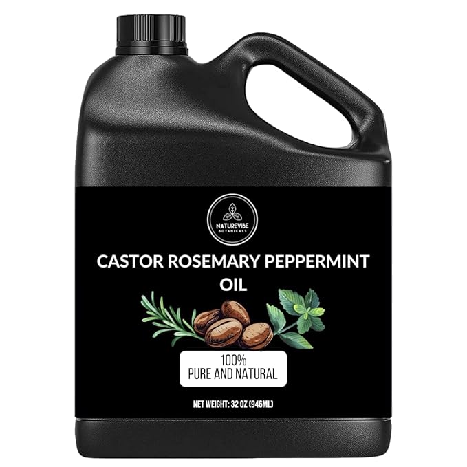 Naturevibe Botanicals Castor with Rosemary and Peppermint Oil 32 Ounces | 100% Pure and Natural | Great for Skin Care and Hair Care-VivaGrace Women