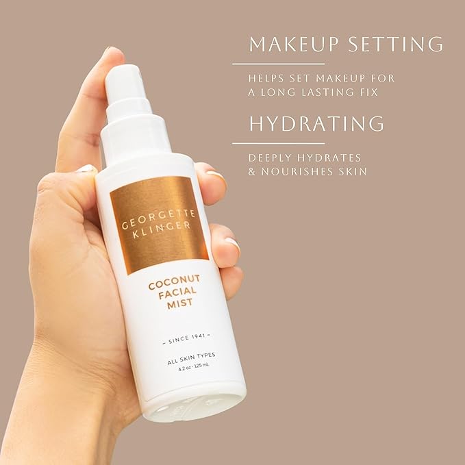 Georgette Klinger Coconut Facial Mist - Hydrating, Long-Lasting Makeup Setting Spray with Moisturizing Antioxidants for Dewy Matte Face, Protects and Plumps Dehydrated Skin - 4.2 oz-VivaGrace Women