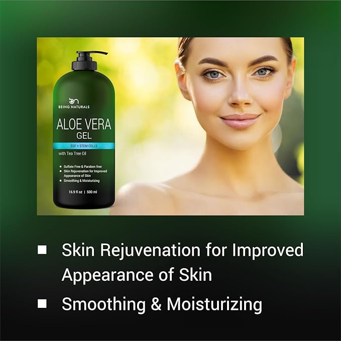 Aloe vera Gel - from 100% Pure Organic Aloe Infused with EGF, Stem Cell, Rosemary Oil - Natural Raw Moisturizer for Face, Body, Hair. Perfect for Sunburn, Acne, Razor Bumps 16.9 fl oz-VivaGrace Women