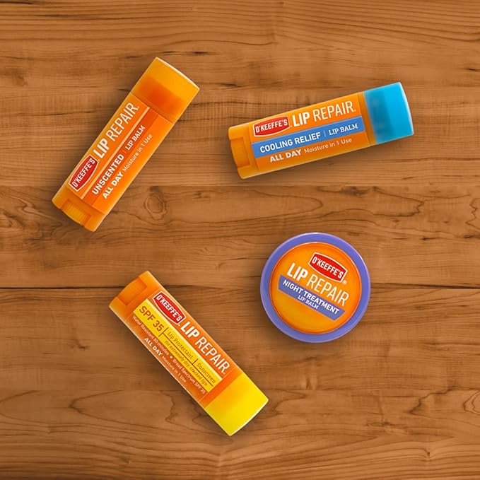 O'Keeffe's Unscented Lip Repair Lip Balm for Dry, Cracked Lips, Stick, (Pack of 3)-VivaGrace Women