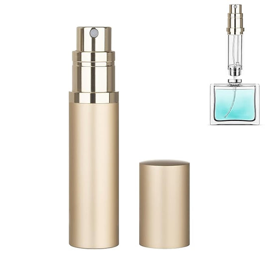 Refillable Perfume Atomizer Travel Bottle 5ml Leakproof Luxury Travel Perfume Refillable Bottle, Portable Fragrance Atomiser (Gold)-VivaGrace Women