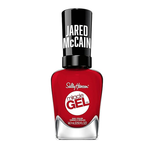 Sally Hansen Miracle Gel™ x Jared McCain, Rookie Red, Long Lasting, Gel-Like Formula, No UV Lamp Needed, Red Nail Polish