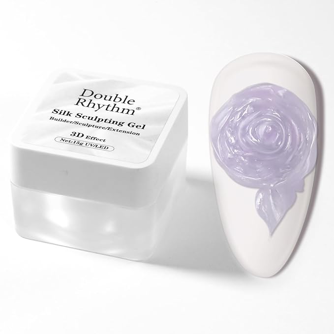 Double Rhythm 3D Nail Gel Pearl Solid Sculpting for Nail Art Non-Sticky Hard for Building Carving Molding Extension Soak Off UV/LED Nail Art Salon Home DIY 0.5 Oz (Purple-Silk 05)-VivaGrace Women
