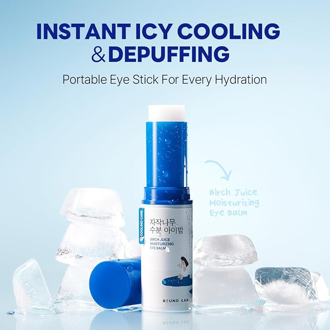 ROUND LAB Birch Juice Icy Cooling Eye Stick – Depuffing Glow Booster Balm for Puffy Eyes, Dark Circles, Fine Lines | On-the-Go Moisturizer | Korean Skincare | 0.35 oz-VivaGrace Women