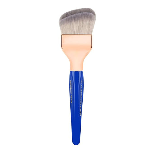 Bdellium Tools Professional Makeup Brush - Golden Triangle 971 Large Slanted Double Dome Blender - With All Vegan and Soft Synthetic Fibers, For Foundation Application & Blending (Blue, 1pc)-VivaGrace Women