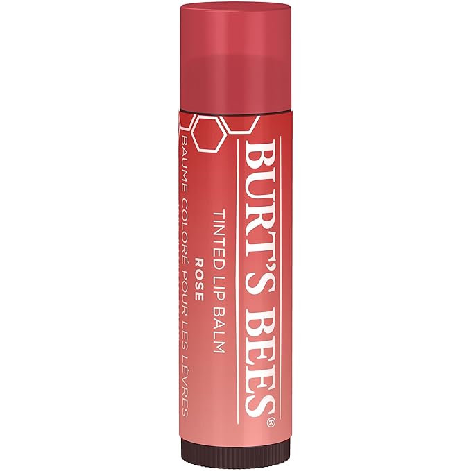 Burt's Bees Lip Tint Balm with Long Lasting 2 in 1 Duo Tinted Balm Formula, Color Infused with Deeply Hydrating Shea Butter for a Natural Looking Buildable Finish, Petal Rose (2-Pack)-VivaGrace Women